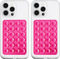 2 Pack Silicone Suction Phone Case Mount, Silicon Adhesive Phone Grip for Smartphones, Hands-Free Mirror Shower Phone Holder for Selfies, Tiktok Videos (Rose)
