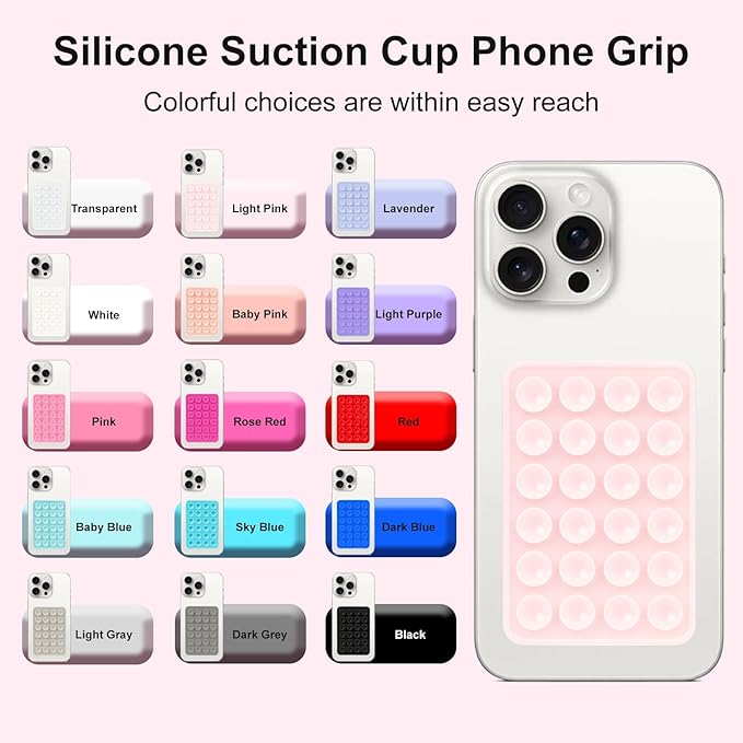 2PCS Silicone Suction Phone Case Mount,Non Slip Suction Cup, Hands-Free Phone Accessories Holder for Selfies and Videos,Silicone Adhesive Stand Sticky for iPhone Baby Blue