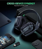 HW11 Wireless Gaming Headset for PS5,PS4,PS4 Pro, Switch,Mac,Bluetooth 5.3 Gaming Headphones with Noise Canceling Mic,Gamer Headphones for PC,50Hr Battery (Black)