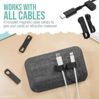 Smartish® Magnetic Cord Holder - Bigger Cable Wrangler Organizer with Magnet Clips for Charger Management on Desktop, Nightstand, or Side Table - Holds 6+ Cables - No. 2 Pencil Gray