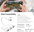 3-in-1 Aux to USB C Headphone Splitter USB-C to Dual 3.5mm Audio Adapter Dual Headphone Jack Adapter with PD Charging Compatible with iPhone 15/16, iPad Pro, Galaxy S25 Ultra, and More