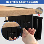 LUKETURE Laptop Holder, Steel Desk Side Storage, No Drill Standing Desk Accessories, Clamp on Laptop Mount with Pen Holder, Fits Flat Edge Tables 0.3" to 2.8" (Black, L(2 Tier))