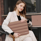 MOSISO 15-15.6 inch Laptop Case, 16 inch Puffy Laptop Sleeve Compatible with MacBook Pro 16, HP Dell ASUS Acer Toshiba Lenovo Notebook Computer, Polyester Horizontal Bag with Small Case, Mocha