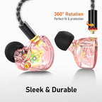 Vibes 202M Wired Earbuds - HiFi in Ear Monitor Headphones - Noise-Isolating Ear Buds w/ Mic - Clear Sound, Deep Bass & Comfort-Fit Gaming Earphones - MMCX to 3.5mm & Silver Plated Cord, Carrying Case
