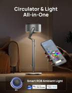 Dreo Smart Fans for Bedroom, 120° +120° Omni-Directional Oscillating Fan, 90ft Quiet Pedestal Fan with RGB Light, 9 Speeds, 6 Modes, 20dB, 8H Timer, Wi-Fi/Voice, 37-42" Floor Fans with Remote, Silver