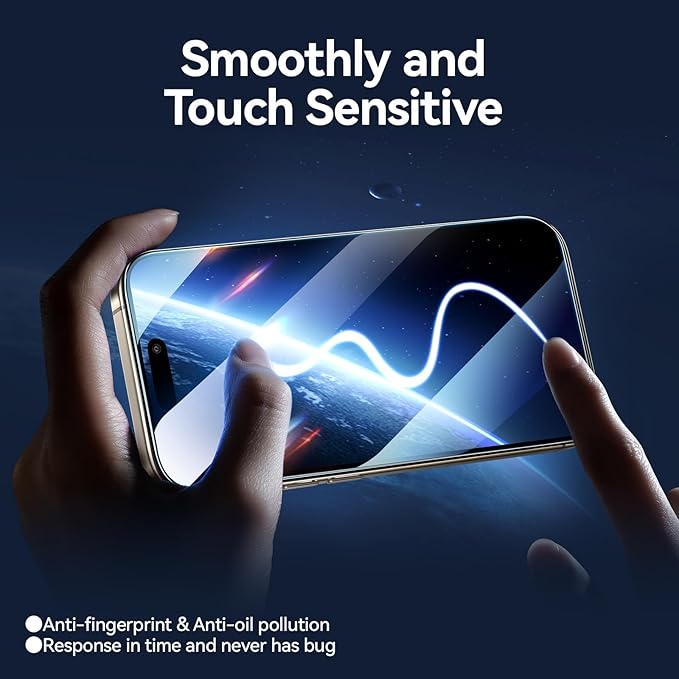 SMARTDEVIL 2+2Pack for iPhone 15 Pro Privacy Screen Protector with Camera Lens Protector,Shatterproof Tempered Glass[True 28°Anti Spy][9H Hardness][Automatic Dust-Elimination Install]