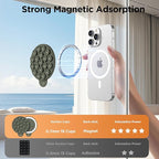 Magnetic Suction Cup Phone Mount for MagSafe Case, Silicone Hands-Free Phone Grip Holder for iPhone and Android, Mirror Shower Phone Stand for Makeup FaceTime Gym Kitchen Bathroom, Olive Green