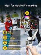 Gimbal Stabilizer for iPhone w/RGB Magnetic Fill Light, Foldable Gimbal w/7.8' Extension Rod & OLED Display for Vlogging & Filmmaking, Compatible with iPhone 16/15 Pro Max-Smart X2 Kit White