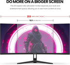 CRUA 34 Inch Curved Gaming Monitor, 21:9 WQHD 3440x1440 165Hz/144Hz 1500R Ultrawide Computer Monitor Support Freesync, PIP/PBP, 120% sRGB, HDMI 2.0 & DP 1.4, Wall Mountable/Tilt Adjustable-Black