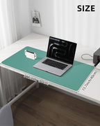 Leather Desk Pad Protector, Mouse Pad, Office Mat, Non-Slip PU Leather Blotter, Laptop Desk Pad, Waterproof Writing Pad for Office and Home (Light Green, 31.5" x 15.7")