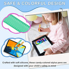 2pcs Kid-Friendly Stylus Pens for Touch Screens, Tablet Stylus Pen with Spring Cord Universal Touch Screen Capacitive Crayon Stylus Green Orange