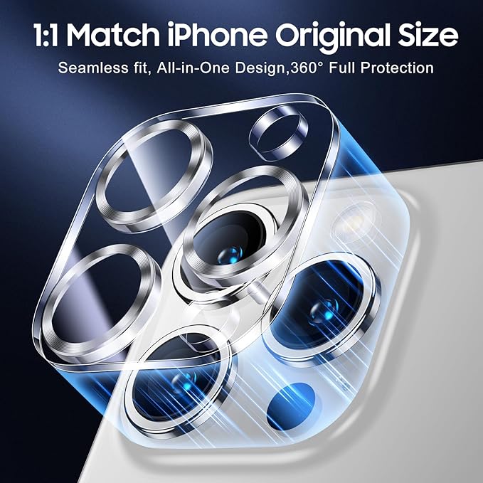 UniqueMe Compatible for 3 Pack iPhone 15 Pro/iPhone 15 Pro Max Camera Lens Protector, [Drop Protection][Case Friendly] 9H Tempered Glass Camera Cover Screen [2023 New Version]- White