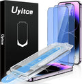 Uyiton Anti-Blue Light for iPhone 14 Pro Max Screen Protector - Unbreak-Glass Full Coverage Case Friendly Scratch Resistance 9H Tempered Glass Screen Protector for iPhone 14 Pro Max, 2 Pack