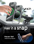 CHGeek for 15W Magsafe Car Mount Charger, iPhone Wireless Car Charger Magnetic Car Phone Holder Mount Fit iPhone 16 15 14 13 Magsafe Case, Vent/Windshield/Dash Phone Mount Holder Fast Cooling Charger