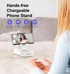 Gifts for Men Women, Bluetooth Speaker Phone Stand with Charging Function 360° Rotable Adjustable Cell Phone Holder HD Surround Sound for Desk Fits All Phones,Tablet (White)