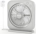 AMACOOL Table Fan, 12 inch Box Fan with 3 Adjustable Speeds & 8HRS Timer, Adjustable Angle Quiet Air Circulator, Desktop Fan for Bedroom Bathroom Kitchen Office, AC Adapter Included (Grey)