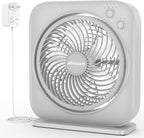 AMACOOL Table Fan, 12 inch Box Fan with 3 Adjustable Speeds & 8HRS Timer, Adjustable Angle Quiet Air Circulator, Desktop Fan for Bedroom Bathroom Kitchen Office, AC Adapter Included (Grey)