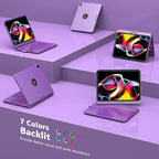 for iPad A16 11th Generation/10th Generation Case with Keyboard,Touch Keyboard for iPad 11" /10th Gen 10.9 inch 2022-10 Color Backlight, 360° Rotatable Protective Cover (Purple)