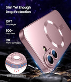 Magnetic for iPhone 16 Plus Case [Compatible with MagSafe][Built-in Camera Lens Protector] Slim Soft Silicone Bumper Shockproof Metallic Luster Phone Case (Rose Gold)