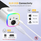MAONO XLR/USB Gaming Microphone Kit: Dynamic PC Mic for Streaming Podcasting, Software Support, Mute Button, Gain Control, RGB Computer Mic with Boom Arm Stand, for Recording, PS4/PS5, PD100XS White