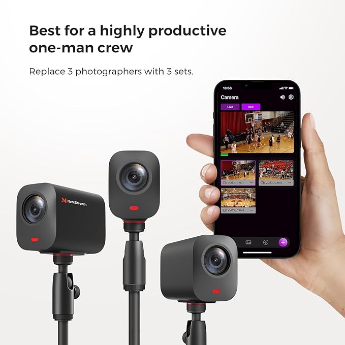 VM33 Gen 2 2K Wireless Streaming Camera with 40X Zoom, App Control, 6H Battery, RTMP & NDI Protocol, 8 Noise Canceling Mics/External Mic Input, Multi-cam, Stream on Facebook/YouTube/Twitch