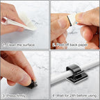 200 Pcs Cable Clips, Adhesive Cable Organizer Cord Holder Wire Clip Wire Management Self Adhesive Hooks Wire Holder for Office, Home, Black