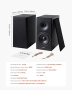 VEVOR Passive Bookshelf Speaker, 100W, Book Shelf Stereo Speakers with 6.5-Inch Woofer and 1-Inch Tweeter, Detachable Grille, 55Hz-20KHz Frequency Response, Wooden Enclosure, for Home Theater (1 Pair)