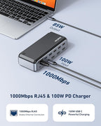 USB C Docking Station Triple Monitor, Raycue 15 IN1 MacBook Pro Docking Station with Power Adapter for MacBook M1/M2/M3/Windows, Laptop Docking Station with HDMI*3, RJ45, 10Gbps USB*5, PD, USB 3.0*2