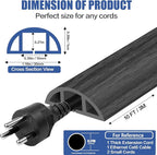 Floor Cord Cover Self Adhesive Cord Hider,10FT Cable Management, Extension Strip Protector for Wires, Prevent Cable Trips for Offices, Gyms, Exhibitions Cavity:0.39"(W) x 0.27"(H) Wooddarkblack