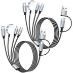 Travel Essentials 4 in 2 Multi Charging Cable for iWatch Charger(2Pack 5FT),USB A/USB C Multiple Charger Cable/Cord for All Devices Compatible for iWatch Ultra/SE/10-1,iPhone 16-11, Android,More