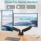MOUNT PRO Dual Monitor Stand for Max 43 Inch Ultrawide Computer Screen, Premium Aluminum Heavy Duty Monitor Arm Holds 6.6lbs to 33lbs, Gas Spring Full Motion Display Desk Stand, VESA Mount