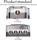 4 Way Power Distribution Block 1x 0/2/4 Gauge in 4X 4/8/10 Gauge Out Nickel Plated Car Audio Splitter Amp Distribution Connecting Block,2Pcs