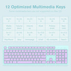 LeadsaiL Wireless Keyboard, 2.4GHz Full-Sized Ergonomic Computer Keyboard, Cordless Noiseless Keyboard,12 FN Shortcuts for Windows MacOS Laptop Computer - Purple and Mint Green