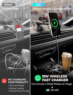 CHGeek Wireless Car Charger with Phone Holder Mount, 15W Fast Charging Auto Clamping Phone Holders for You Car Windshield Dashboard Air Vent Accessories for iPhone, Samsung Galaxy, Google, etc
