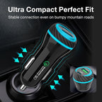 MOCA 51W QC 3.0 Fast Charging W/ 2pcs 3.3ft A-P/C-P Cable Car Charger for iPhone 16/15/14 Pro Max/Plus/16e, iPad, Samsung Galaxy S25/S24/S23 Ultra, Pixel, Android, PD/QC Car Phone Adapter Accessories