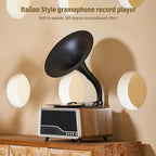Vintage Gramophone Record Player，Italian Style Gramaphone Vintage Phonograph Nostalgic Record Player with Vinyl Record Player/Bluetooth 5.3/Remote Contro/USB/FM/AUX for Home Decoration