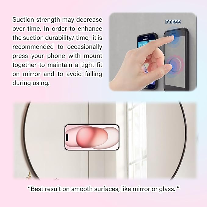 2 Pack Double Sided Silicone Suction Cup Phone Case Mount, Hands-Free Silicon Phone Grip with Higher Suction Power for Selfies and Videos, Non Slip Phone Accessories, White