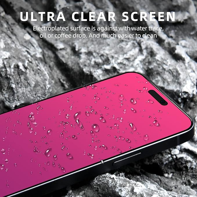 EGKimBa Privacy Screen Protector compatible with iPhone 15, 6.1 inch Gradient Colorful Electroplated Anti-Spy Anti-Blue Light 1st Generation Tempered Glass