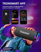 Tronsmart T7 Lite 24W Portable Bluetooth Speaker, Enhanced Bass, Rainbow Light Show, 24H Playtime, IPX7 Waterproof, Wireless Stereo Pairing, Bluetooth 5.3, for Home Outdoor Travel (Black)