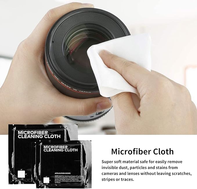 Professional DSLR Camera Cleaning Kit with APS-C Cleaning Swabs, Microfiber Cloths, Camera Cleaning Pen, for Camera Lens, Optical Lens and Digital SLR Cameras.