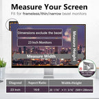 Magnetic Computer Privacy Screen Shield 23 Inch for Frameless Monitor Thin Bezel 16:9 Widescreen, Hanging Removable Anti Blue Light Privacy Filter Protector Eye Protection