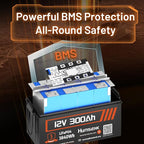 Bluetooth 12V 300Ah Battery LiFePO4 Lithium Built-in 100A BMS, 15000 Deep Cycles Battery 3840Wh with Low-Temp Protection for RV Marine Trolling Motor Home Energy Storage Off-Grid Living, 4 PACK