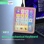 Adventurers K812 Wired Mechanical Numeric Keypad, 19-Key Hot-Swappable RGB Numpad, Macro Programmable, Detachable Type-C Cable, Game/Office Mode Switch – for PC/Laptop/Desktop (Pink)