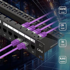 FGB 10Gbps Patch Panel 24 Port, Cat6 Keystone Patch Panel, 19" Rackmount or Wall Mount, 1U with Back Bar, Network Patch Panel for Gigabit Ethernet