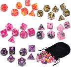 Assorted 5 Colors Polyhedral Dice Set for Dungeons and Dragons RPG Table Games with Black Drawstring Pouch