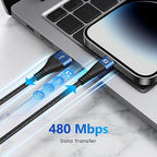 3 Pack iPhone Charger 10FT [Apple MFi Certified] Long USB to Lightning Cable Fast Charging Cord Braided Compatible with iPhone 14/Pro/Pro Max/Plus, 13,12,11,8,7,6,6s, X/XR/XS/SE, iPad/iPod/AirPods
