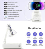 Gifts for Men Women, Bluetooth Speaker Phone Stand with Charging Function 360° Rotable Adjustable Cell Phone Holder HD Surround Sound for Desk Fits All Phones,Tablet (White)