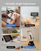 MOFT Phone Tripod Stand Selfie Stick for iPhone, Multi-Angles iPhone Stand, Lightweight & Portable Phone Holder, Strong Magnets, MOVAS Vegan Leather, Travel Essentials, Jet Black (Without Card Slot)