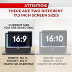 17.3 Inch 16:9 Laptop Privacy Screen Filter - Computer Monitor Privacy Shield and Anti-Glare Protector