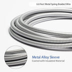 MFi Certified Charger Cable[2 Pack, 6.6 Feet] Metal Braided USB Cable with Insulation Coated Steel Jacket, Strong & Fast Charging Data Transfer Cord Compatible with iPhone/iPad